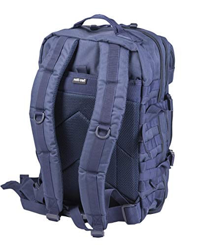 Mil-Tec Unisex Assault Pack - Rugged Durable Lightweight Ergonomic Versatile Tactical Outdoor Camping Hiking Backpack with Adjustable Padded Shoulder Straps & MOLLE Loops, Dark Blue, 36L - color: Dark Blue, style: 36l