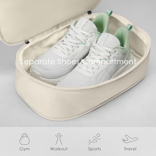 Uselike Gym Backpack for Women Men, Lightweight Gym Bag with Shoe Compartment, Waterproof Workout Backpack with Wet Pocket - color: Cream