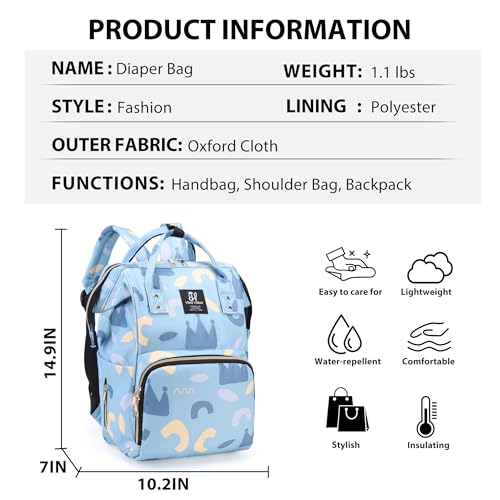 Diaper Bag Backpack for Moms Baby Essentials Travel Tote Nappy Changing Bag with Insulated Pockets,Multi-Waterproof Backpack (Blue) - color: Blue