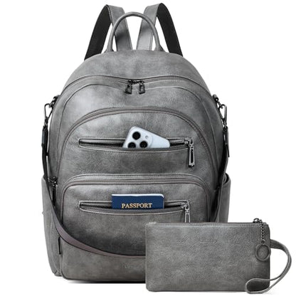 LATMAP Backpack Purse for Women Laptop Backpack, Leather Travel Back Pack Shoulder Bag Teacher College Daypack Work Handbag fits 14" Laptop, Dark Grey - color: Style1-dark Grey