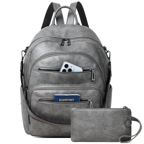 LATMAP Backpack Purse for Women Laptop Backpack, Leather Travel Back Pack Shoulder Bag Teacher College Daypack Work Handbag fits 14" Laptop, Dark Grey - color: Style1-dark Grey
