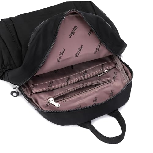 Tanweibago Mini Nylon Women Backpacks,11L Small Ladies backpacks Casual Lightweight Women Shopping Travel Daypack (Black) - color: Black