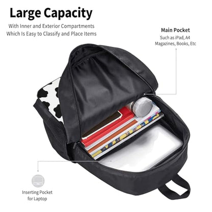 Lightweight Polyester Daypack Cow Print, Anti Theft Large Capacity Travel Hiking Backpack Unisex Carry On Bag for Outdoor Commute Business Use - color: Design (571)