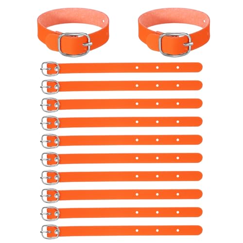 PATIKIL 15 Pcs Luggage Tag Strap, PU Leather Extender Buckle Straps Luggage Tags Strap Tag Holder Adjustable for Suitcase Hanging Accessories Travel, Orange - color: Orange