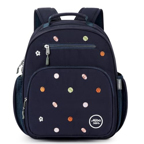 mibasies Boys Backpacks Ages 5-8: Quilted Backpack for Kids - Cute 15 Inches Bookbag for Kindergarten Elementary School Ball Blue - color: Ball Blue, style: Kids-15"h