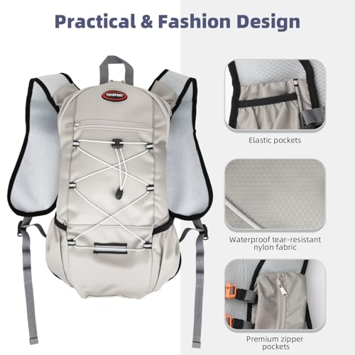 2 Pack Hydration Backpack Pack with 2L Hydration Bladders, TNYSPORT Lightweight Breathable Water Backpack with Multiple Pockets, Reinforced Shoulder Straps for Hiking, Running, Biking