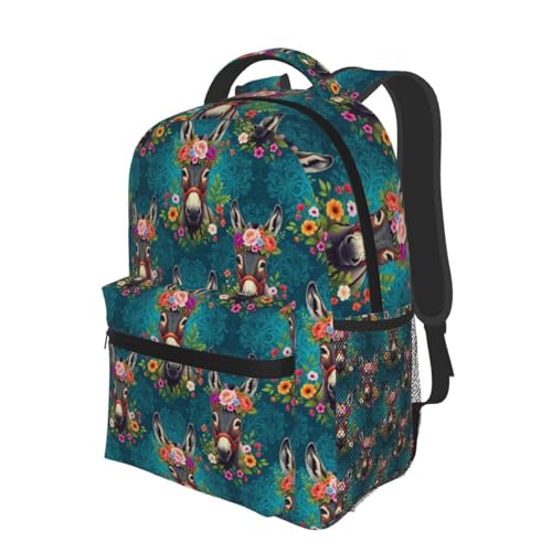Laptop Daypack Floral Donkey Animals, Lightweight Commuter Backpack with Inner Pocket for Work, Travel and Gym - color: Pattern (746)