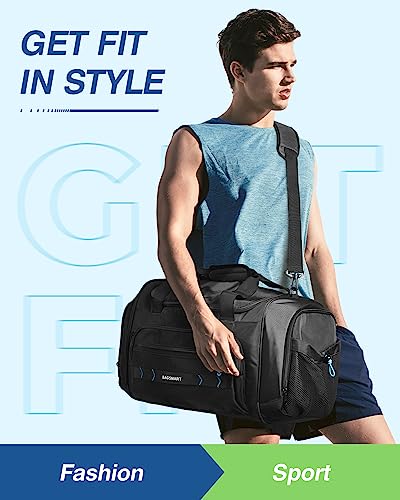 BAGSMART 4-IN-1 Gym Bag for Women Men, TSA Lightweight Duffle Bag for Travel with Shoe Compartment & Wet Pocket, 22L/30L/38L Tactical Backpack with 40oz Water Bottle Holder - color: L-Black