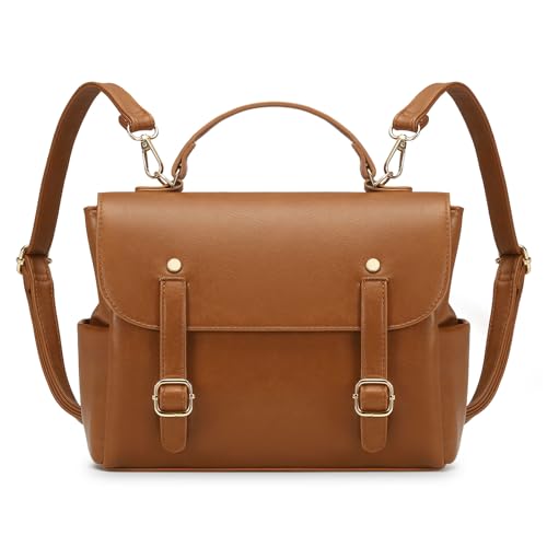 Mini Backpack Purse for Women, Small Fashion Backpack Vintage PU Leather Shoulder Bag Casual Travel Collage, Brown - color: Brown