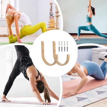 Yoga Wall Stand, Wooden Storage Rack, Fitness Organizer with Easy Install, Exercise Holder with Durable Grip, 9.84x9.06inch Gym Accessory, Home Fixture for Resistance Band Storage