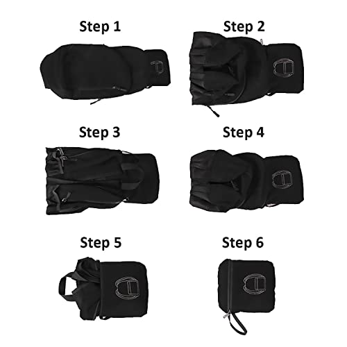 MounTop Outdoor Lightweight Foldable Water Resistant Backpack for Travel Hiking Riding - color: Black