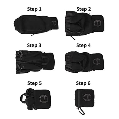 MounTop Outdoor Lightweight Foldable Water Resistant Backpack for Travel Hiking Riding - color: Black