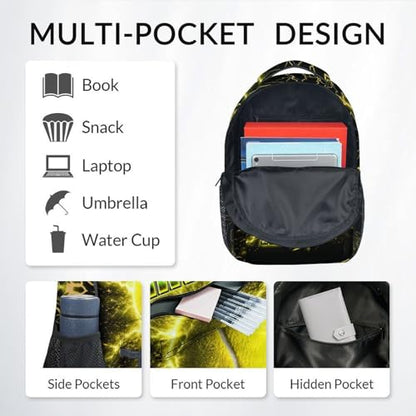 Boys Backpack Personalized School Backpacks for Kids Teens Sport Lovers, 17 Inch Custom Tennis Bookbags for Camping - color: Yellow