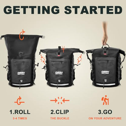 OSAH DRYPAK Waterproof Backpack Dry Bag 35L/55L/85L– Heavy Duty Roll-Top Hiking Backpack for Travel, Kayaking, Boating, Camping, Rafting and Fishing - color: Black, size: 85L