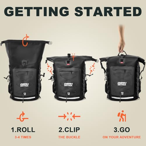 OSAH DRYPAK Waterproof Backpack Dry Bag 35L/55L/85L – Heavy Duty Roll-Top Hiking Backpack for Travel, Kayaking, Boating, Camping, Rafting and Fishing - color: Black, size: 55L