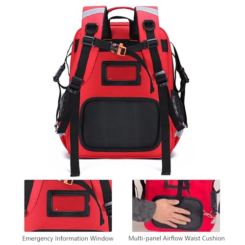 First Responder Bag Trauma Backpack Empty Medical Bag,Medical Emergency Kits Storage for EMT, EMS, Police, Firefighters - color: Red