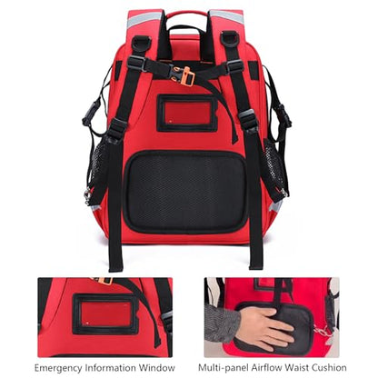 First Responder Bag Trauma Backpack Empty Medical Bag,Medical Emergency Kits Storage for EMT, EMS, Police, Firefighters - color: Red