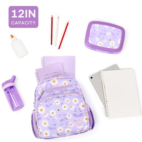 mibasies Toddler Backpacks for Girls 2-4: Little Kid Bookbag for Preschool Prek Daycare - Daisey Purple - color: Daisey Purple, style: Toddler-12"h(not Fit Folder)