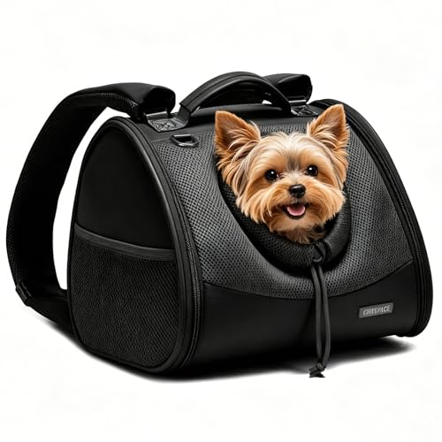 Small Dog Cat Chest Carrier Backpack,Adjustable Ventilated Front Facing Backpack Carrier for Small Dogs Cats Puppy,Airline Approved Lightweight Doggy Backpack for Travel Hiking Outdoor - color: Black