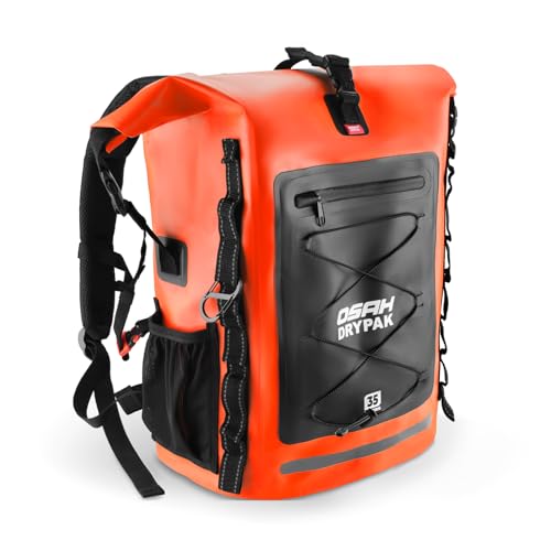OSAH DRYPAK Waterproof Backpack Dry Bag 35L/55L/85L – Heavy Duty Roll-Top Hiking Backpack Sack Keeps Gear Dry for Travel, Kayaking, Boating, Camping, Rafting and Fishing - color: Orange, size: 35L