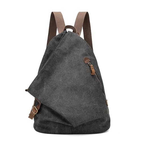 KouLi Buir Canvas Vintage Backpack – Large Casual Daypack Outdoor Travel Rucksack Hiking Backpacks for Men Women - color: Black