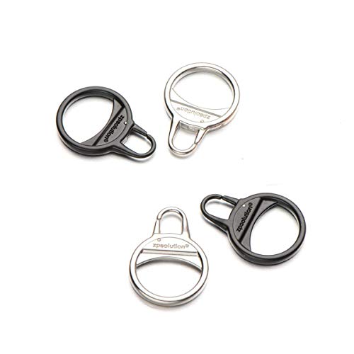 Zpsolution Ring Zipper Pull Replacement - Perfect for People with Arthritis or Limited Hand Dexterity - Zipper Tab Repair for Boots Jackets Coats Shoes Backpack Luggage Suitcase - color: 2 black and 2 sliver