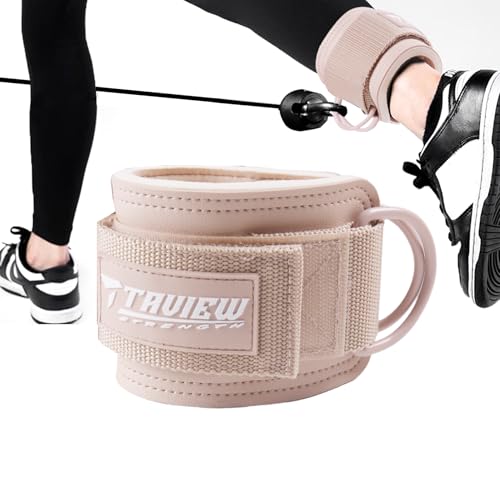 TAVIEW Ankle Straps Cable Machine Attachment for Gym - Cable Kickback Ankle Straps - Padded Ankle Cuffs for Glute Kickbacks and Leg Workouts - color: Khaki-Single