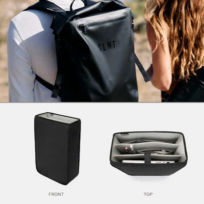 SLNT 20 Liter Backpack Organizing Insert with 3 Compartments, Slip-in Pockets, Velcro Closure - Compatible with SLNT Faraday Waterproof Backpack for Storing Laptops, Tablets, Phones, Devices (Black) - size: 20 L Backpack Organizer