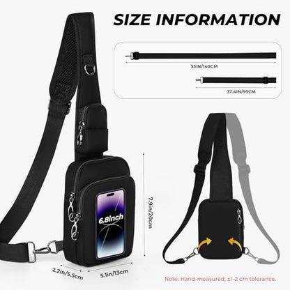 Anti-Theft Crossbody Sling Bag, RFID Blocking, Zipper Lock, Small - color: Black