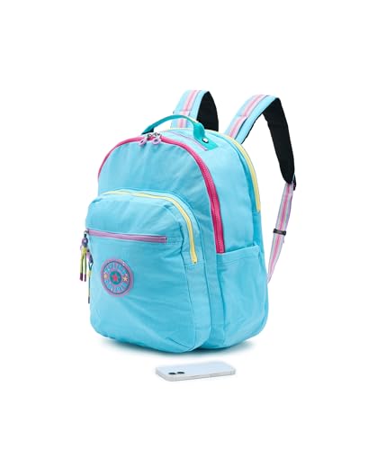 Kipling Women's Seoul Extra Large Fc 17" Laptop Backpack, Durable, Roomy with Padded Shoulder Straps, Built-In Protective Sleeve - color: Splash Blue C, size: 13.5''L x 17.75''H x 9''D