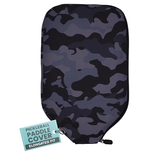 Palms-O-Aces Pickleball Paddle Cover | Canvas Padded Pickleball Paddles Sleeve with Zipper | Lightweight Protective Paddle Case for Standard Paddles | Paddle Cover Accessory - color: Dark Camo, size: Elongated - 12.75" x 8"