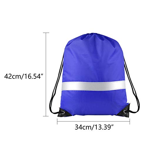 KUUQA 12 Pcs Drawstring Backpack Bag Bulk Reflective Blue - color: Blue