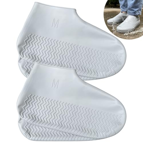 Waterproof Shoe Covers 2 Pairs,Rain Shoe Covers Reusable Silicone Non Slip Shoe Covers for Outdoor,Rain Shoe Covers for Women and Men (Gray, Medium) - color: Gray, size: Medium