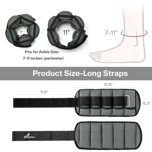 Sportneer Adjustable Ankle Weights for Women and Men 7 lbs/Pair Adjustable Leg Weights with Secure Straps, Strength Training Weighted for Yoga, Walking, Running, Aerobics, Gym, Physical Therapy - color: Dark Gray