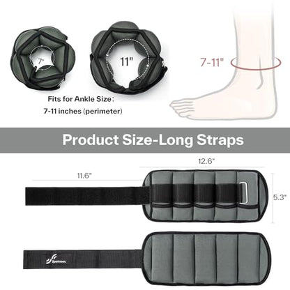 Sportneer Adjustable Ankle Weights for Women and Men 7 lbs/Pair Adjustable Leg Weights with Secure Straps, Strength Training Weighted for Yoga, Walking, Running, Aerobics, Gym, Physical Therapy - color: Dark Gray