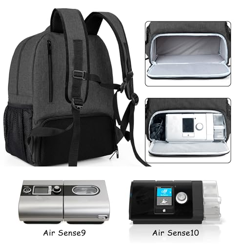 CURMIO CPAP Travel Backpack Compatible for ResMed AirSense 9, AirSense 10, AirSense 11, Philips System One, CPAP Carry On Bag for CPAP Machine & Supplies, Black, Patent Design - color: Black