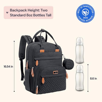 BabbleRoo Diaper Bag Backpack - Baby Essentials Travel Tote - Multi Function Water Resistant Diaper Bag, Travel Essentials Baby Bag with Changing Pad, Stroller Straps & Pacifier Case - Unisex, Black - color: Black, size: Large