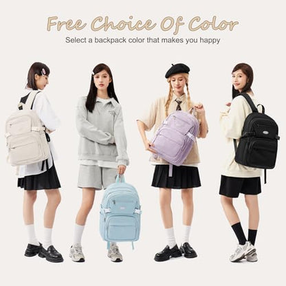 weradar Cute Backpack, Simple Casual Daypacks Backpack With Lots Of Pockets,Aesthetic Backpack For Women Men(Beige) - color: A2-beige