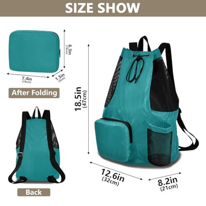 ODAWA Teal Blue Gym Drawstring Bags Swim Bags for Women 12.6" x 8.2" x 18.5" - color: Teal Blue