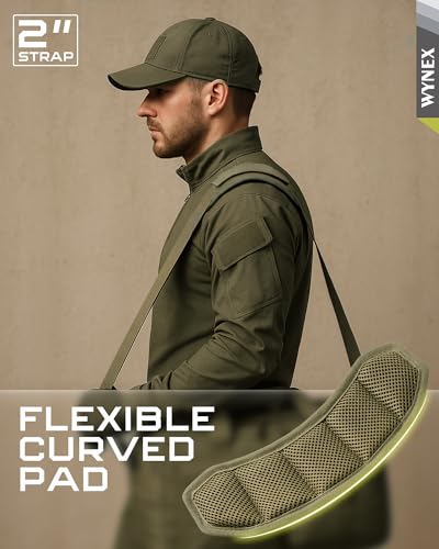 WYNEX Shoulder Strap Pad for Tactical Pouch, Universal Bag Strap with Detachable Thick Pad Single Shoulder Straps Replacement - color: Army Green, size: 2“ Strap