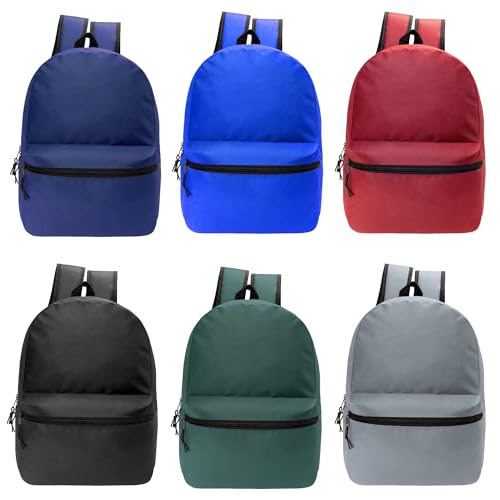 17" School Backpacks for Kids - Backpacks in Bulk for Elementary, Middle, and High School Students in Assorted Colors - color: 6 Assorted Colors
