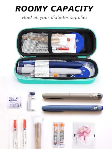 YOUSHARES Insulin Cooler Travel Case with Temperature Display - Refrigerated Medicine Cooling Bag with 2 TSA Approved Ice Pack, Medication Pen Diabetic Supplies Organizer for Trip and Daily - color: 02 Green