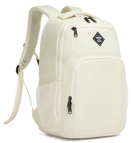 Wotony Laptop Backpack 15.6 inch Women Men Business Travel Backpack,Work College,Casual Daypack Travel Essentials (beige, 15.6Inch) - color: Beige, size: 15.6Inch