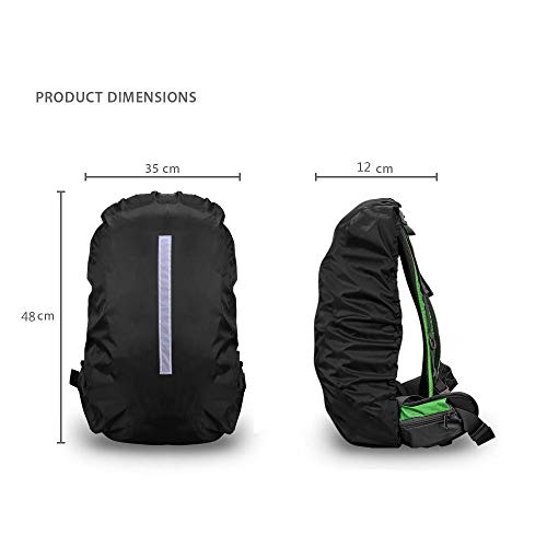 Hi-Visibility Backpack Rain Cover with Reflective Strip 100% Waterproof Ultralight Backpack Cover, Storage Pouch, for Hiking, Camping, Biking, Outdoor, Traveling - color: Black 2 Pack