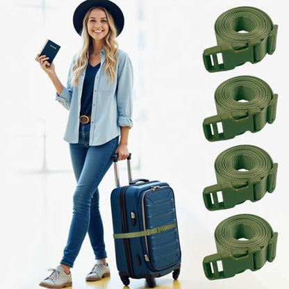 XTACER Backpack Accessory Strap Luggage Straps Cover Strap Sleeping Bag Strap with Buckle (Green - Release Buckle Straps (4-Pack)) - color: GREEN, size: 78 Inches