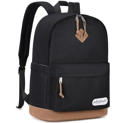 abshoo Classical School Backpack For Middle High School Water Resistant Bookbag College Travel Daypack (Black) - color: Black