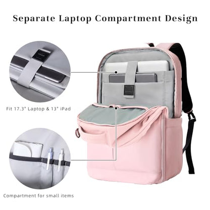 Timeet Travel Backpack for Women Men, 32L 4 In 1 Carry on Luggage Backpack, TSA Friendly Flight Approved 17 Inch Laptop Backpack, Waterproof Travel Bag for Work School Camping Hiking, Dusty Pink - color: Dusty Pink