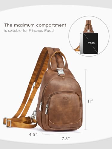CLUCI Sling Bag for Women Leather Women's Backpack Small Convertible Backpack Purse Crossbody Bag for Travel - color: 1-2 Brown