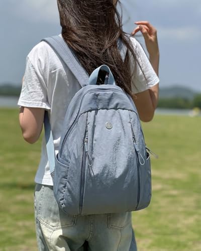 Nylon Backpack for Women Men, Waterproof Travel Backpack Purse Casual Daypack, Gym School Backpack for Daily Cycling (Blue) - color: Blue
