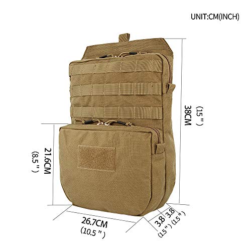 EXCELLENT ELITE SPANKER Tactical MOLLE Hydration Pack for 3L Hydration Water Bladder Molle Vest Accessory - color: Coyote Brown